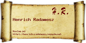 Henrich Radamesz névjegykártya
